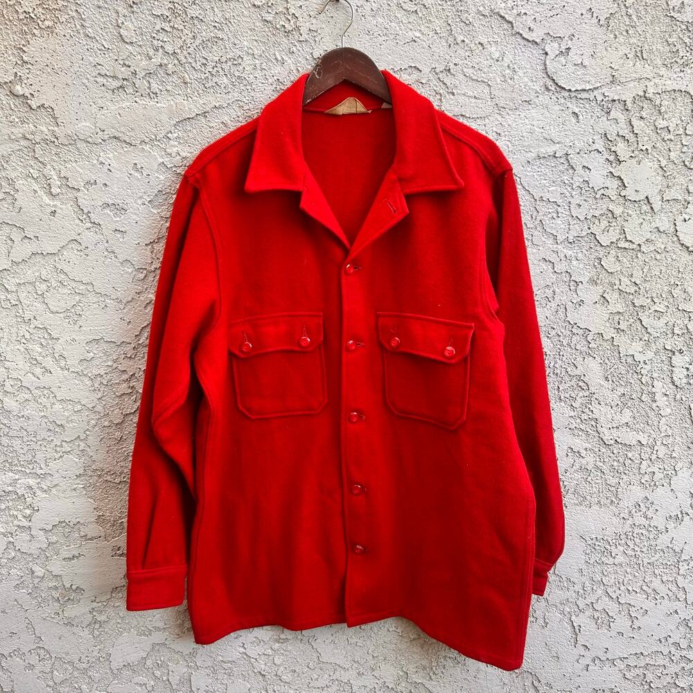 Vintage 60s 70s Boy Scouts of America Mackinaw Wool Jac Shirt Jacket Mens 46
